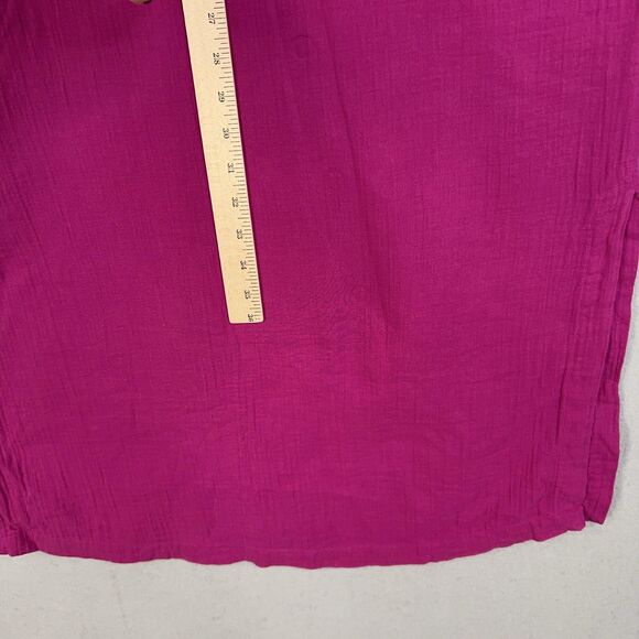 Eileen Fisher Dress Womens Small Magenta Fuchsia Pink Crinkle Gauze Coastal Luxe - Picture 13 of 14